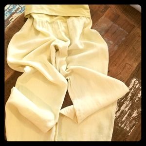 Pale yellow linen pants-petite